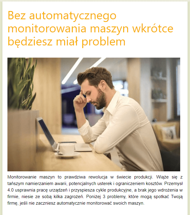 Artykuł „Bez automatycznego monitorowania maszyn wkrótce będziesz miał problem” na Portalu Automatyki – nagłówek i zdjęcie